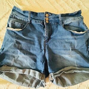 Honey & bristle denim stretch cuffed shorts women size 20W